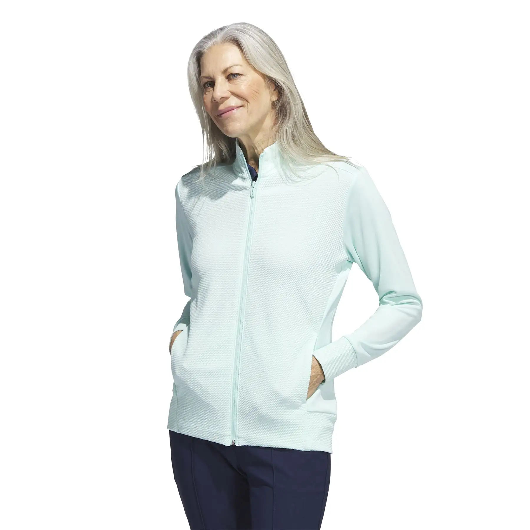 Womens Textured Full Zip Mid Layer Semi Flash Aqua - W23