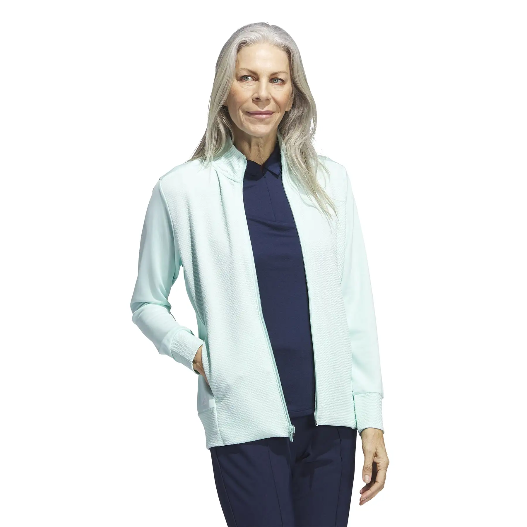 Womens Textured Full Zip Mid Layer Semi Flash Aqua - W23