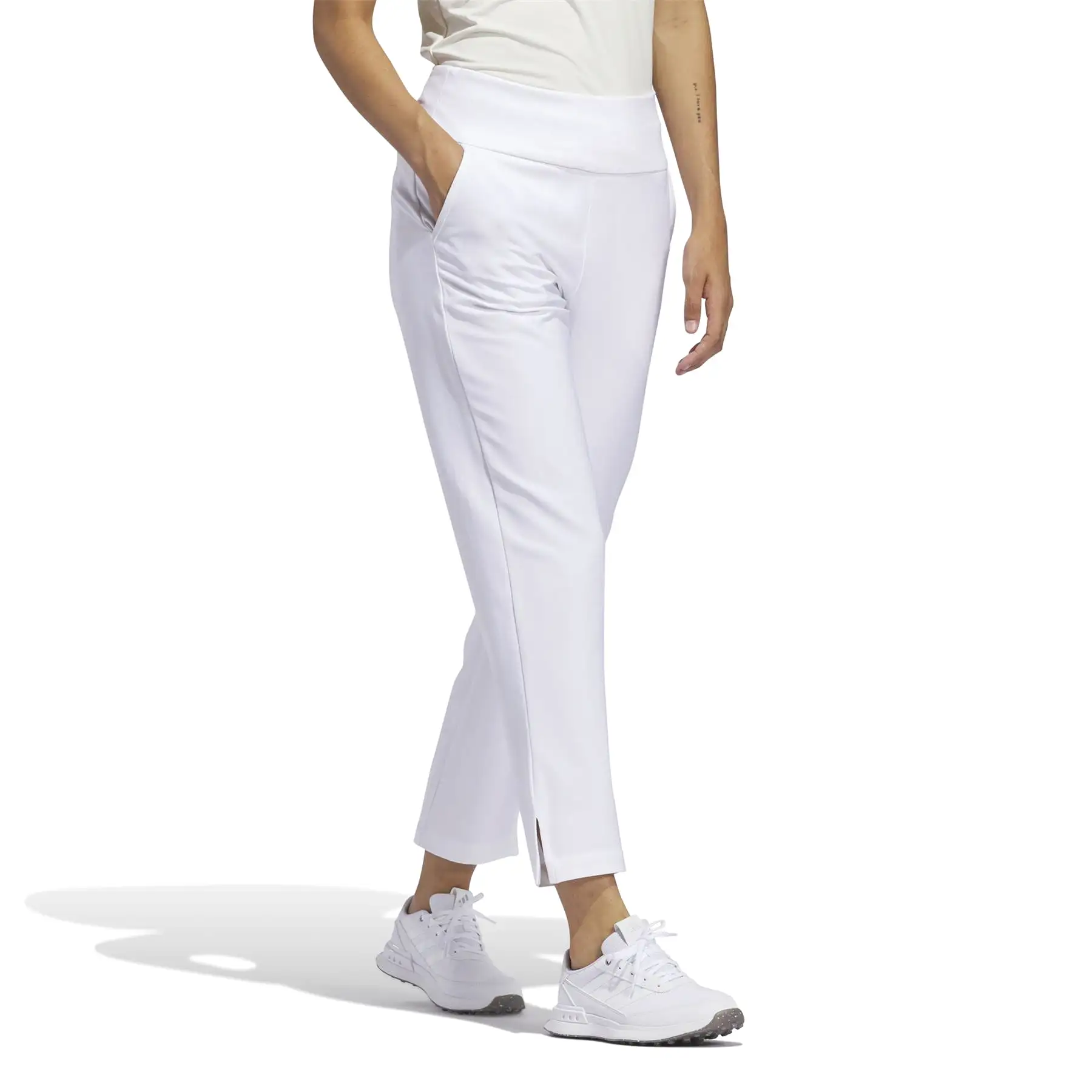 Womens Ultimate365 Regular Fit Solid Ankle Trousers White - SS24