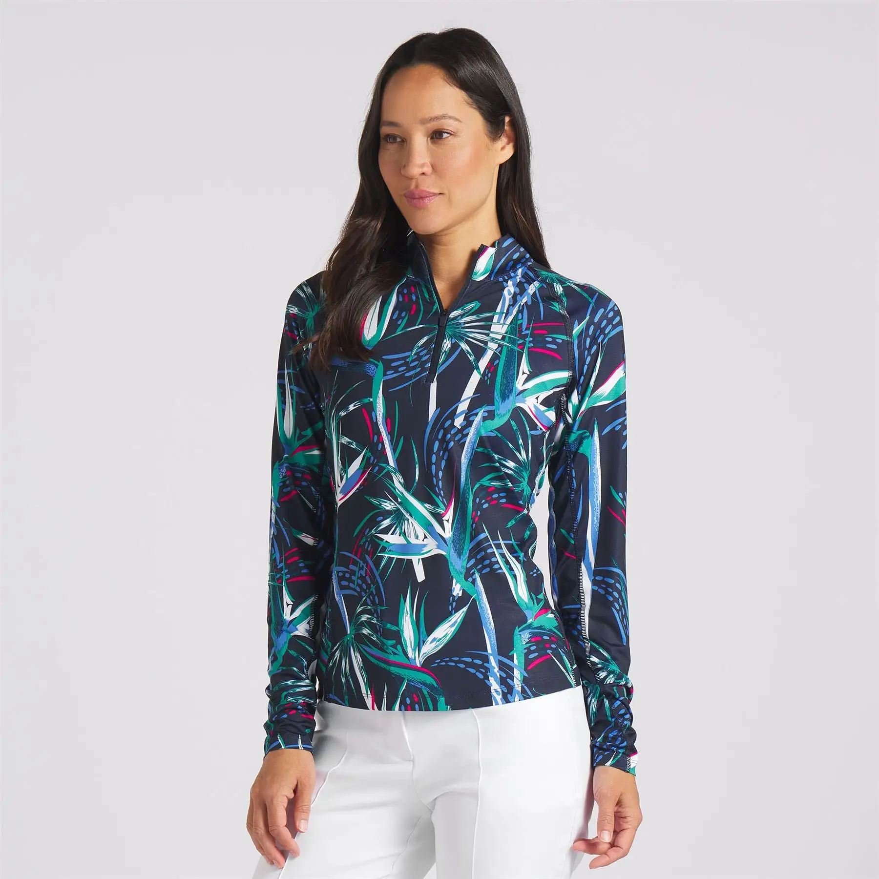 Womens You-V Paradise Quarter Zip Mid Layer Navy/White - SS24