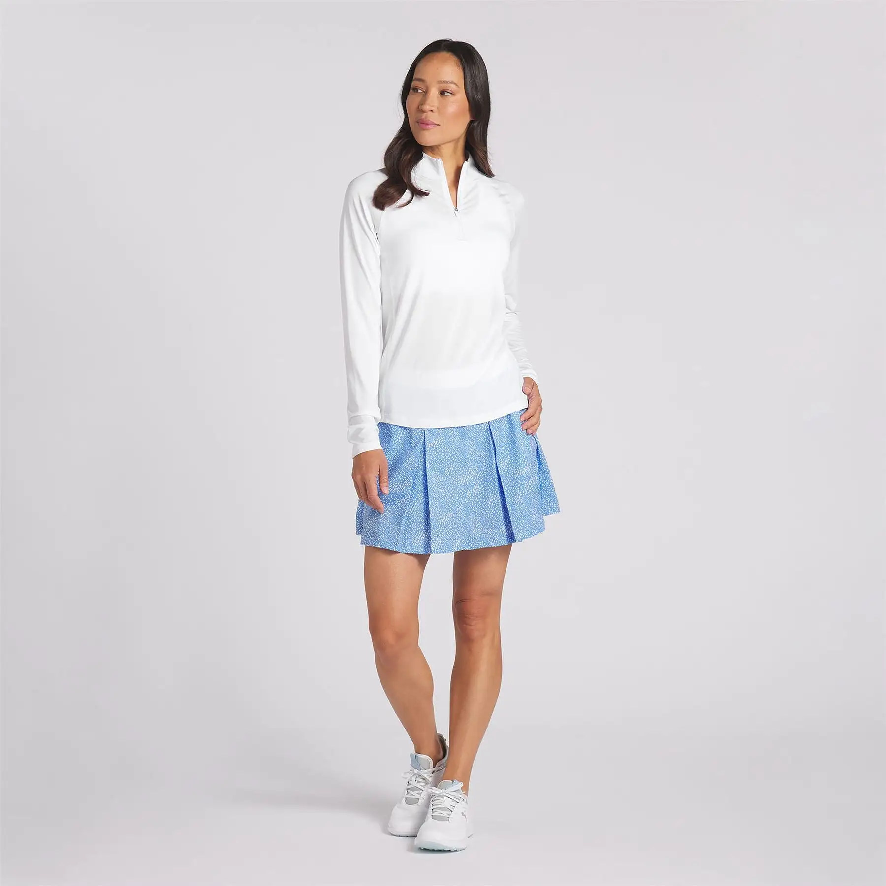 Womens You-V Solid Quarter Zip Mid Layer White - SS24