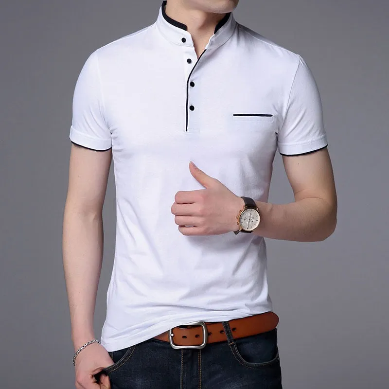 Xituodai 2022 New Fashion Brand Polo Shirt Men's Summer Mandarin Collar Slim Fit Solid Color Button Breathable Polos Casual Men 