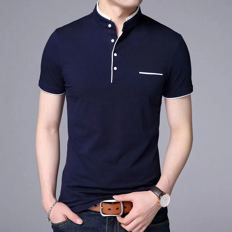 Xituodai 2022 New Fashion Brand Polo Shirt Men's Summer Mandarin Collar Slim Fit Solid Color Button Breathable Polos Casual Men 