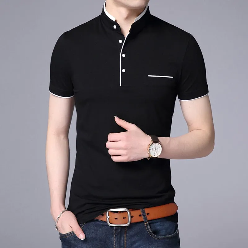 Xituodai 2022 New Fashion Brand Polo Shirt Men's Summer Mandarin Collar Slim Fit Solid Color Button Breathable Polos Casual Men 