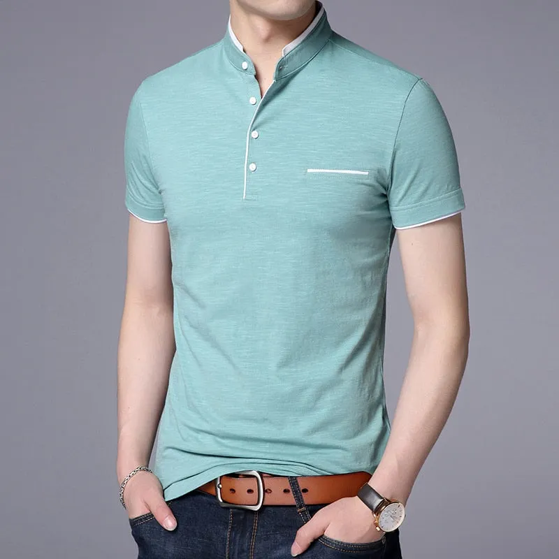 Xituodai 2022 New Fashion Brand Polo Shirt Men's Summer Mandarin Collar Slim Fit Solid Color Button Breathable Polos Casual Men 