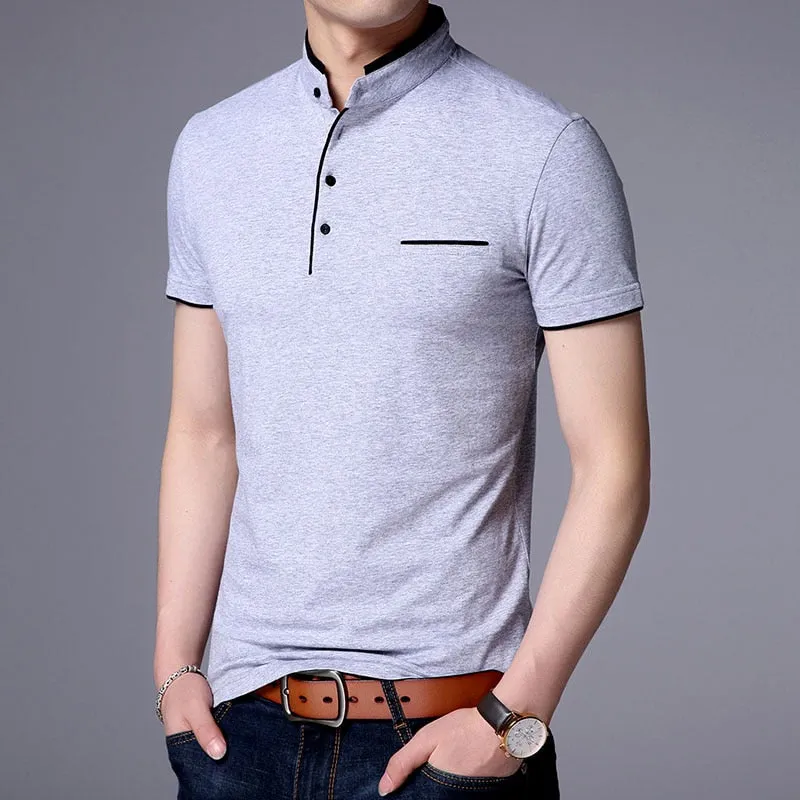 Xituodai 2022 New Fashion Brand Polo Shirt Men's Summer Mandarin Collar Slim Fit Solid Color Button Breathable Polos Casual Men 