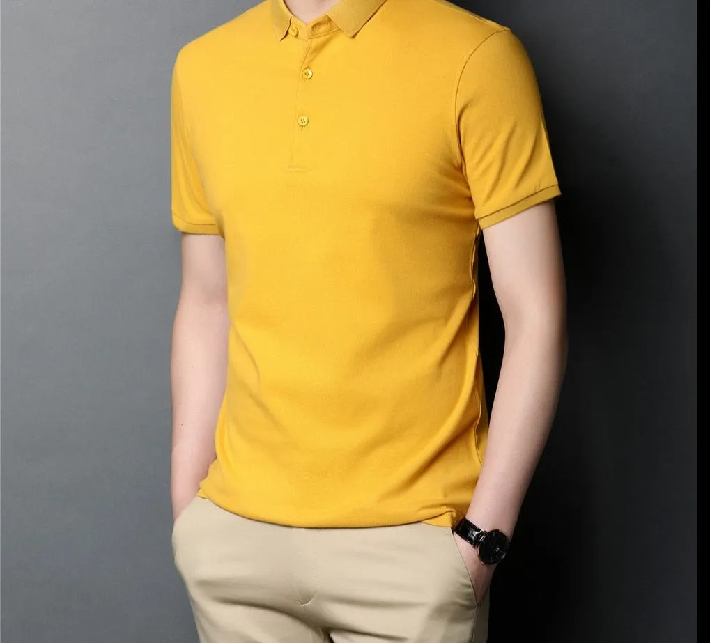 Xituodai Brand High Quality Summer Classic Pure Color Casual Short Sleeve Cotton Polo-Shirt Men Slim Soft Cool Clothing C5200S