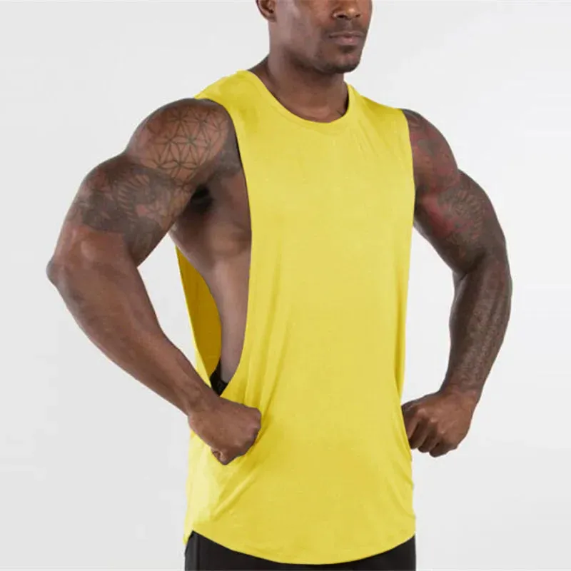 Xituodai Brand New Plain Tank Top Men Gyms Stringer Sleeveless Shirt Open Sides Blank Fitness Clothing Cotton Sportwear Muscle V