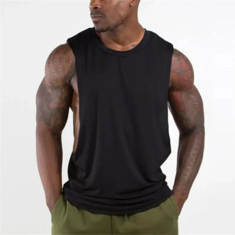 Xituodai Brand New Plain Tank Top Men Gyms Stringer Sleeveless Shirt Open Sides Blank Fitness Clothing Cotton Sportwear Muscle V