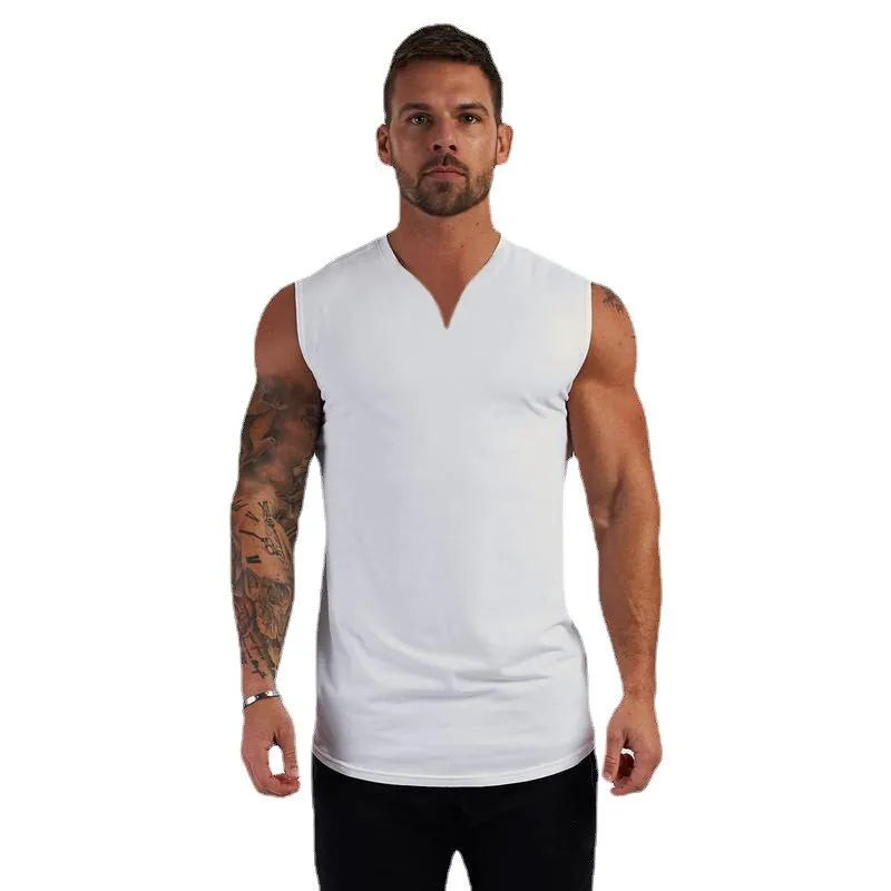 Xituodai Brand Plain V-Neck Bodybuilding Stringer Singlets Gym Tank Top Men Fitness Clothing Fashion Cotton Sleeveless Shirt Wor