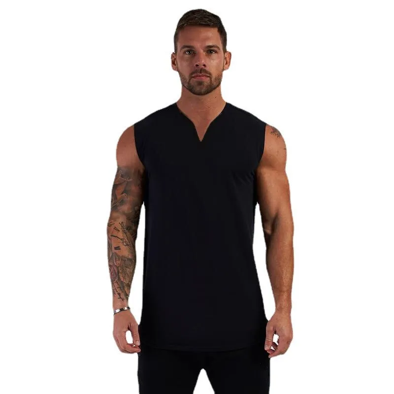 Xituodai Brand Plain V-Neck Bodybuilding Stringer Singlets Gym Tank Top Men Fitness Clothing Fashion Cotton Sleeveless Shirt Wor