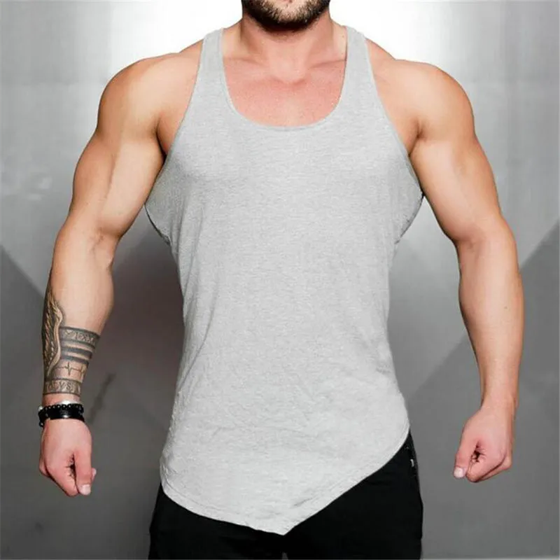 Xituodai Brand Solid Color Clothing Gym tank top men Fitness Sleeveless Shirt Cotton blank Muscle vest Bodybuilding Stringer Tan