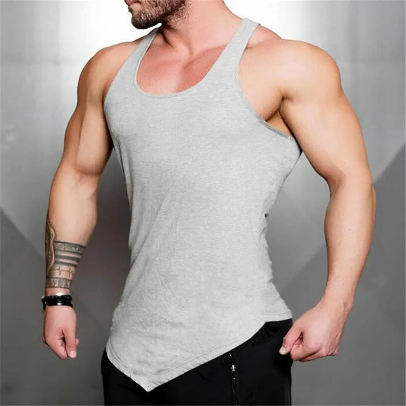 Xituodai Brand Solid Color Clothing Gym tank top men Fitness Sleeveless Shirt Cotton blank Muscle vest Bodybuilding Stringer Tan