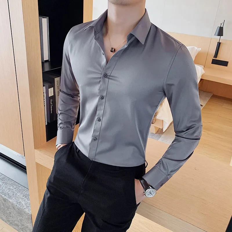 Xituodai British Style Long Sleeve Shirt Men Clothing Fashion 2022 Autumn Business Formal Wear Chemise Homme Slim Fit Camisa Mas