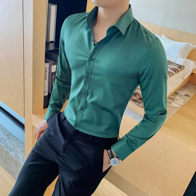 Xituodai British Style Long Sleeve Shirt Men Clothing Fashion 2022 Autumn Business Formal Wear Chemise Homme Slim Fit Camisa Mas