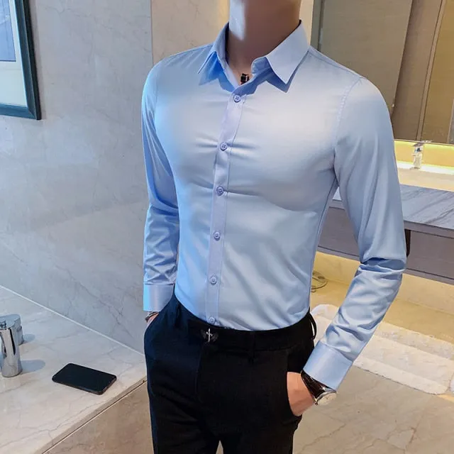 Xituodai British Style Long Sleeve Shirt Men Clothing Fashion 2022 Autumn Business Formal Wear Chemise Homme Slim Fit Camisa Mas