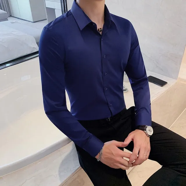 Xituodai British Style Long Sleeve Shirt Men Clothing Fashion 2022 Autumn Business Formal Wear Chemise Homme Slim Fit Camisa Mas