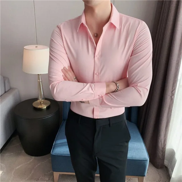 Xituodai British Style Long Sleeve Shirt Men Clothing Fashion 2022 Autumn Business Formal Wear Chemise Homme Slim Fit Camisa Mas