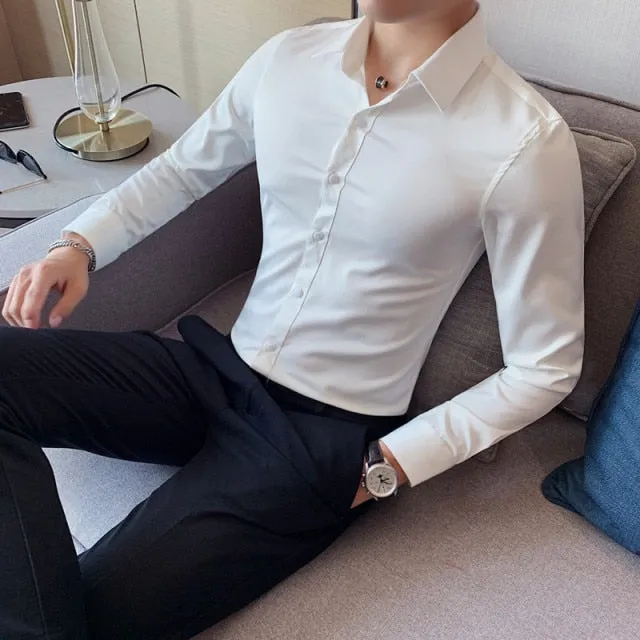 Xituodai British Style Long Sleeve Shirt Men Clothing Fashion 2022 Autumn Business Formal Wear Chemise Homme Slim Fit Camisa Mas