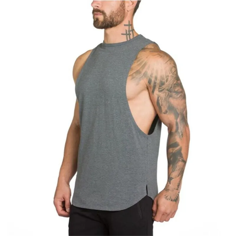 Xituodai Fitness Shark Men's Tank Top Cotton Sleeveless Sport Shirt Men Gym Wear Training Clothing t shirt Basketball Running Ve