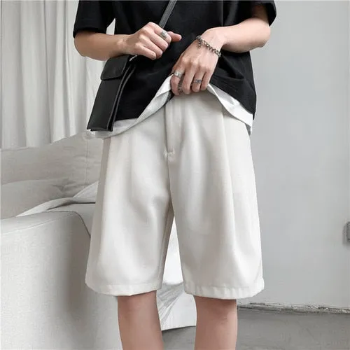 Xituodai Men Shorts Solid Chic All-match Summer Thin Baggy Straight Ins Casual Trousers for Male Harajuku Simple Popular Men Clo