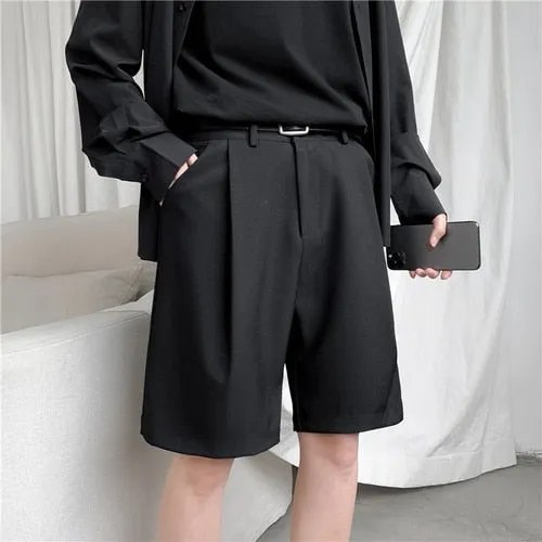 Xituodai Men Shorts Solid Chic All-match Summer Thin Baggy Straight Ins Casual Trousers for Male Harajuku Simple Popular Men Clo