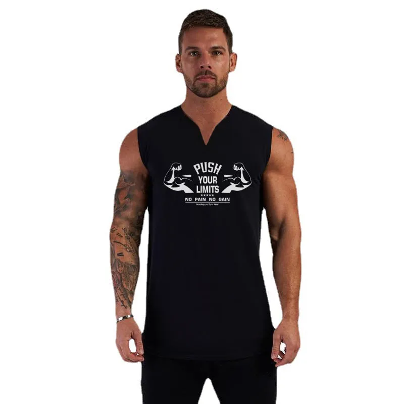 Xituodai New Men V-neck Sports Tank Top Cotton Summer Muscle Vest Gym Clothing Bodybuilding Sleeveless Shirt Workout Fitness Sin