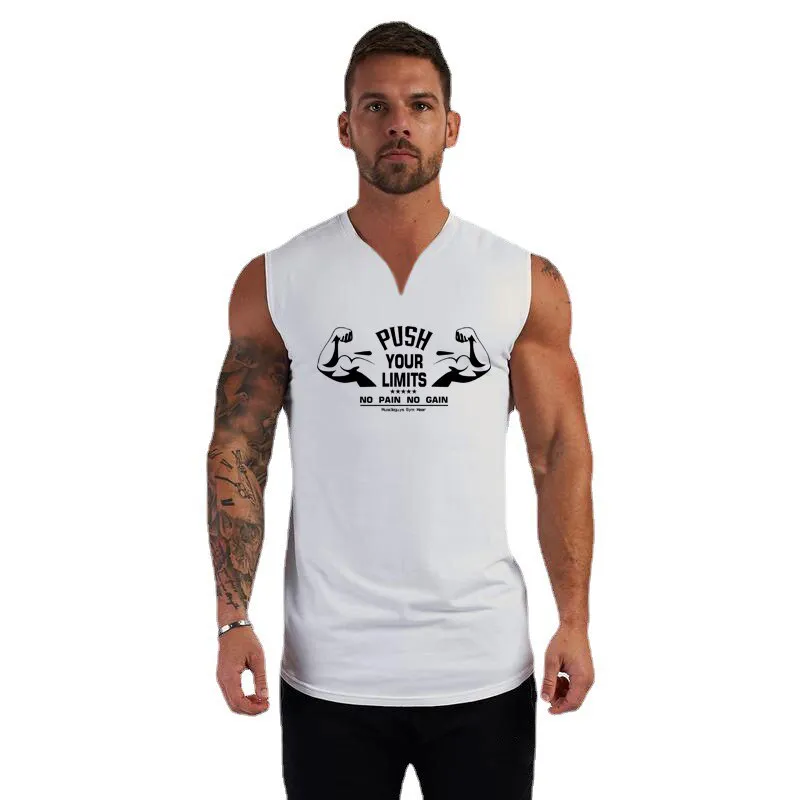 Xituodai New Men V-neck Sports Tank Top Cotton Summer Muscle Vest Gym Clothing Bodybuilding Sleeveless Shirt Workout Fitness Sin