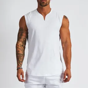 Xituodai Plain Cotton V-neck Fitness Tank Top Men Summer Muscle Vest Gym Clothing Bodybuilding Sleeveless Shirt Workout Sports S